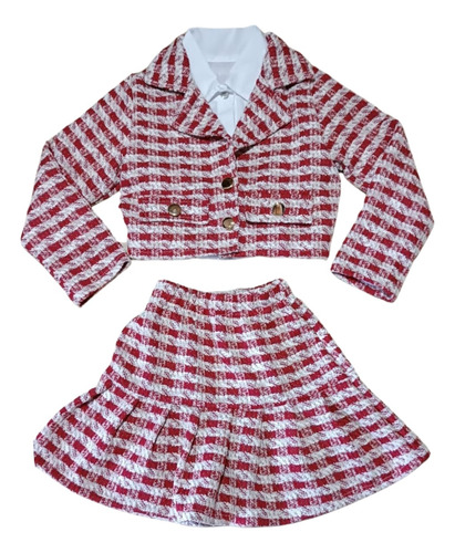 Conjunto Infantil Menina Casaquinho E Saia Twed 