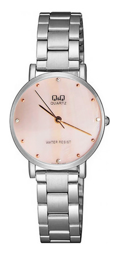 Reloj Q&q Qyq Elegante Glamour Acero Plateado + Estuche Dama