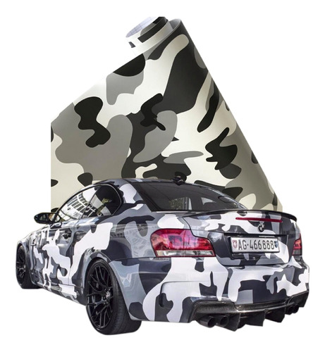 Vinil Automotriz Camuflaje Blanco Gris Negro Autoelite