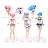 6 Figuras Rem Re Zero Emilia Ram Anime Juguetes De Coleccion