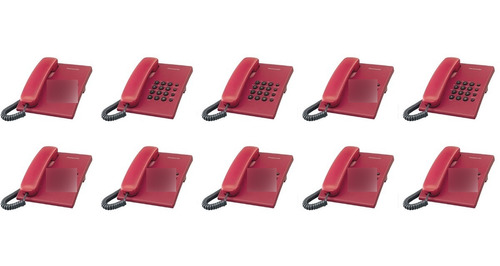 Kit X 10 Teléfono Fijo Panasonic Kx-ts500 Rojo