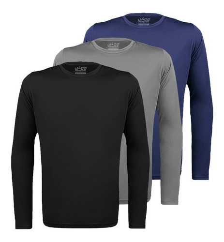 Kit 3 Camisetas Térmicas Masculina Segunda Pele Camisa Uv 50