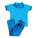 Kit Camisa Polo + Calça Jeans Infantil Menino Promoção