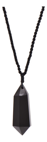 Paialco Collar Con Colgante De Obsidiana Hexagonal De Cuarzo