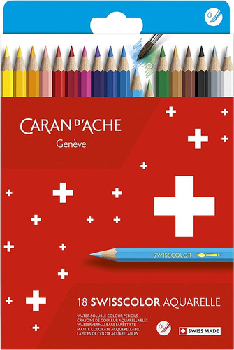 Lapiz Caran D'ache Swisscolor Acuarelable Caja C/18 Piezas