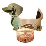 Lampara Ilusión 3d De Perrito Salchicha Mascota 7 Colores