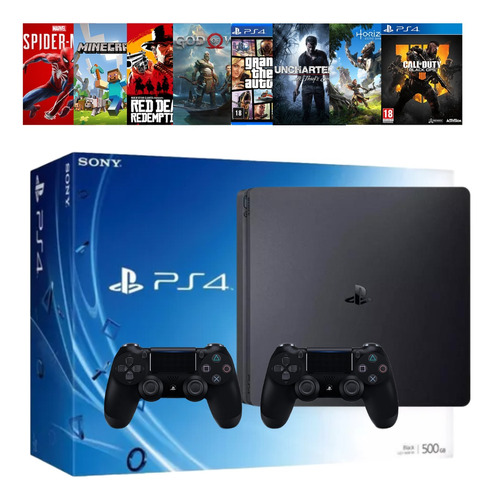 Sony Playstation 4 Usado Slim 1tb Standard - Semi-novo Ps4 + 2  Controles E 2 Jogos - Garantia E Nota Fiscal