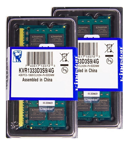 Memória Kingston Ddr3 4gb 1333 Mhz Notebook 1.5v Kit C/02