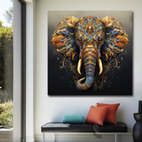 Cuadro Elefante Colores Canvas Elegante Sala Animal 30 90x90