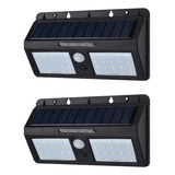 Lámpara Solar 40 Led Sensor De Movimiento Exterior 2 Piezas Color Negro