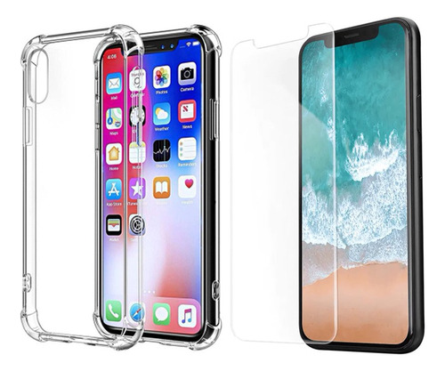 Kit Pelicula De Vidro + Capa Case Para iPhone X Xs