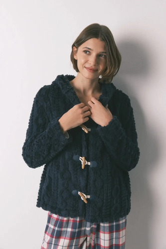 Bata Chamarra Mujer Para Dormir Ws Azul