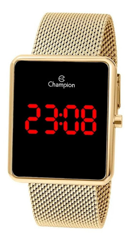 Relógio Feminino Champion Dourado Gold Digital Led De Pulso