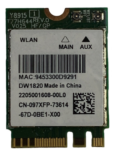 Placa Wi-fi Dual Band 2.4ghz E 5ghz Para Dell Inspiron 7650