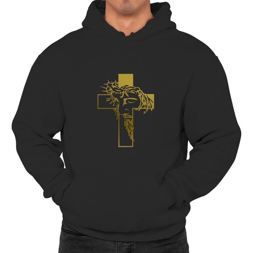 Polerón Jesus En La Cruz Dorado Religión Swag Style 