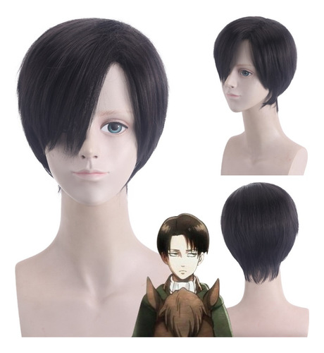 Peluca Levi Ackerman Color Negro Anime Shingeki No Kyojin 