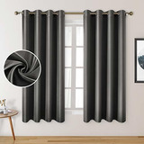 Homeideas 2 Paneles De Cortinas De Seda Sintética Gris Oscur