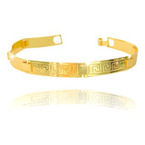 Bracelete De Ouro Masculino Medusa 7mm Banhado A Ouro