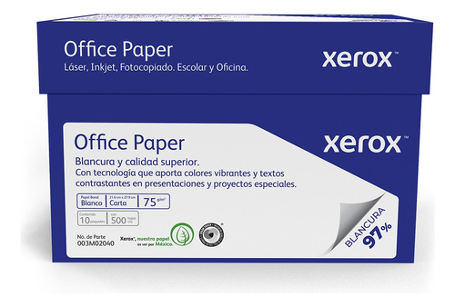 Caja Papel Bond Office Paper Xerox Carta Blanco 97% 75g 