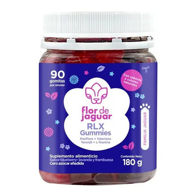 Flor De Jaguar I Rlx Gummies 180g I Gomitas Sabor Blueberry-lavanda Y Frambuesa I Ayudan A Conciliar Un Sueño Profundo, Combaten El Estrés Y La Ansiedad I Pasiflora + Valeriana + Toronjil + L-teanina | MercadoLibre