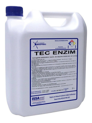 Detergente Enzimatico Tec Enzim, 5 Litros