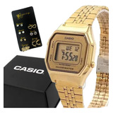 Relógio Dourado Vintage Casio Mini Quadrado + Semaninha