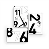Reloj De Pared Moderno Blanco Negro Cuadro Triptico Moderno
