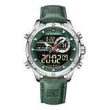 Relógio Naviforce Nf9208 Luxo Prateado Com Pulseira Verde 