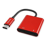 Adaptador Agvee S21/s20 Usb C A 2 Usb C Hembra -rojo