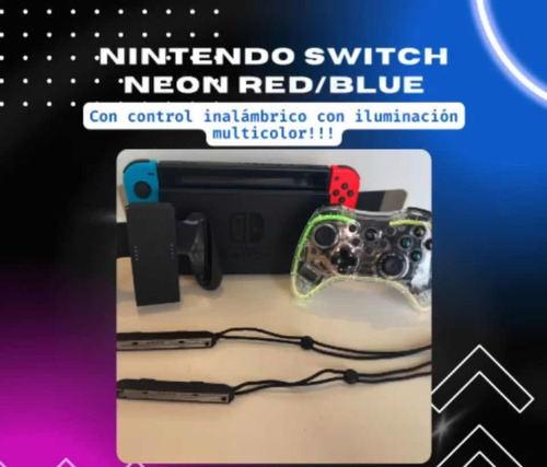 Nintendo Switch Con Control Joy Color Azul Neón Y Rojo