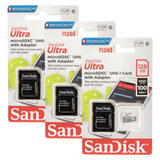 Kit 3 Cartão De Memória Sandisk Micro Sd 128gb Para Camera