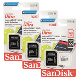 Kit 3 Sandisk 128gb Micro Sdxc Ultra 100mb/s Classe 10