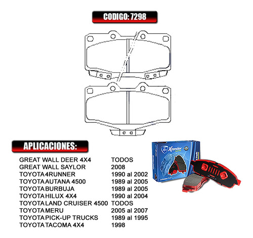 Pastillas De Freno Delantera Toyota Land Cruiser 4.5  7298 Foto 2