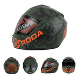 Casco Moto Dot Roda Abatible Revenge Vikingo Verde Naranja