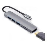 Adaptador Usb Hub Hdmi Tipo C 3 X Usb 3.0  6en1