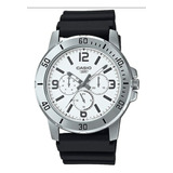 Reloj Casio Modelo Mtp-vd300 Extensible Negro Cara Blanca