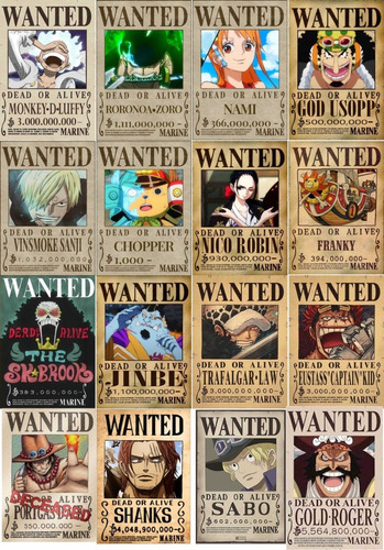 One Piece 16 Posters Recompensa Actual Se Busca+separador
