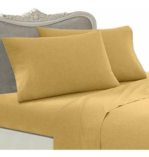 Sábanas Y Fundas - Luxurious Gold Solid-plain, Queen Size, 3