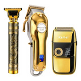 Kit Barbearia Barber Shop Shaver Km-2028 Dragão T9 + Corte 