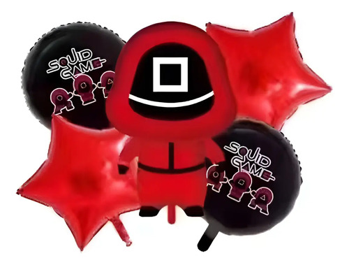 Set De 5 Globos Metalico De Juegos Del Calamar