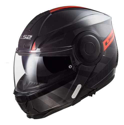 Casco Abatible Ls2 Scope Hamr Negro / Titanium / Rojo