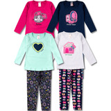 Kit 4 Conjuntos Infantil Feminino Roupa De Inverno Menina