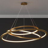 Lustre Pendente Moderno 3 Aneis Led 98w Branco Preto Dourado 110v/220v