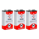 Kit 3 Bateria Recarregável 9v 240mah P/microfone E Brinquedo