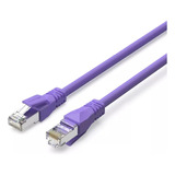 Cable De Red Vention Cat6a Certificado - 50 Metros Violeta - Premium Patch Cord - Blindado Sftp Rj45 Ethernet Servidores 10gbps - 500 Mhz - 100% Cobre - Ibmvx
