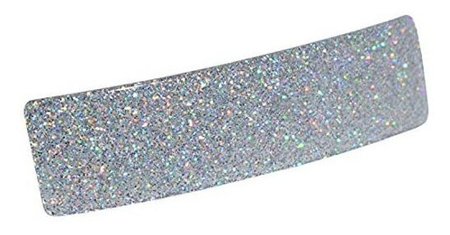 Pasadores - French Amie Rectangular Silver Glitter 3 1-4 Str