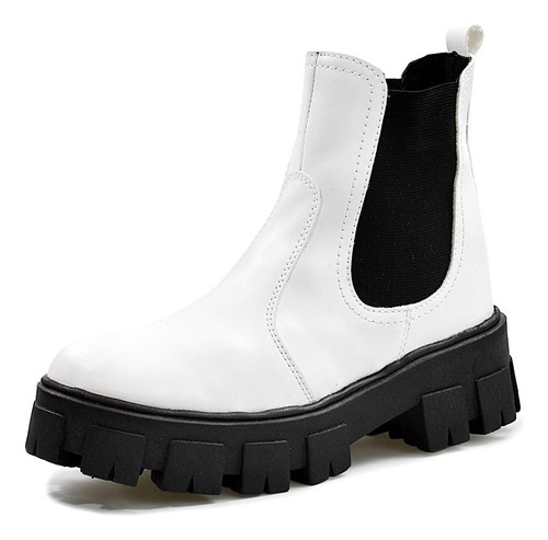 Bota Coturno Feminino Tratorado Off White Original Dubuy