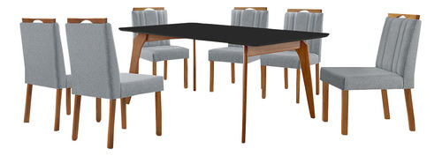 Cnj Sala De Jantar Mesa Paris Madeira Maciça 160x90 Pt 6 Cad