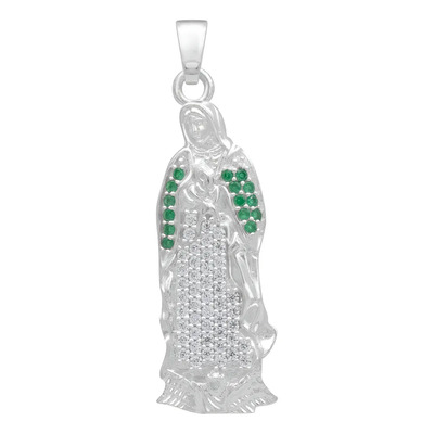 Dije Virgencita Guadalupe Zirconias Plata 925 3.6 Cm Color Plateado
