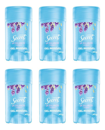 Desodorante Secret Clear Gel Lavender 45g - Kit C/ 6un